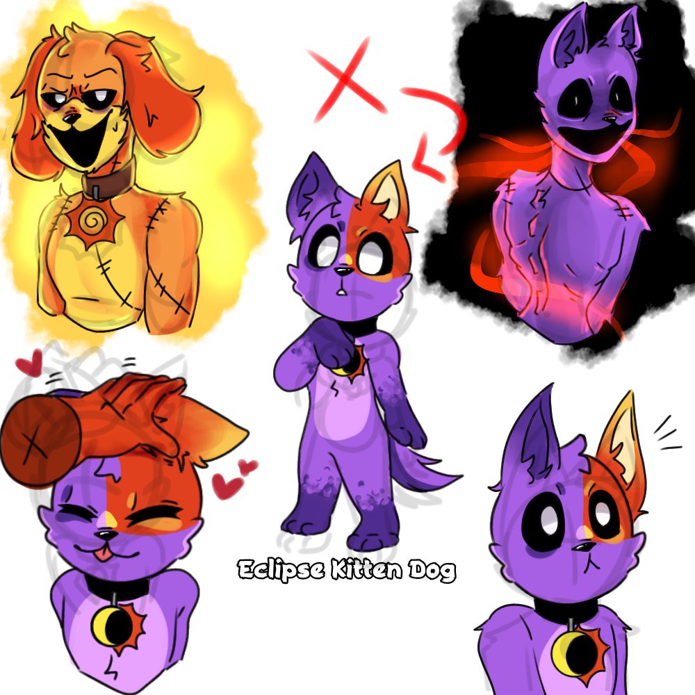 ¡Buenos! Perdón por la inactividad 😔 Les traje un dibujó de CatNap &amp; DogDay pero con su hijo. Eclipse Kitten Dog, les pido que me tenga paciencia en el siguiente capítulo y más dibujos. #PoppyPlaytimefanart