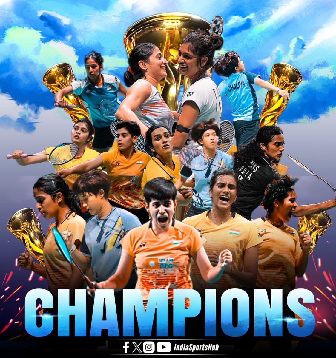 🚨 HISTORY CREATED 🚨 WE ARE THE CHAMPIONS!! Indian Women have done the unthinkable ❇️Defeat China 🇨🇳, Hong kong 🇭🇰, Japan 🇯🇵 Enroute to Final ❇️Win a MEDAL FOR THE FIRST TIME India Defeated Thailand 3️⃣➖2️⃣ #BATC2024 #Badminton