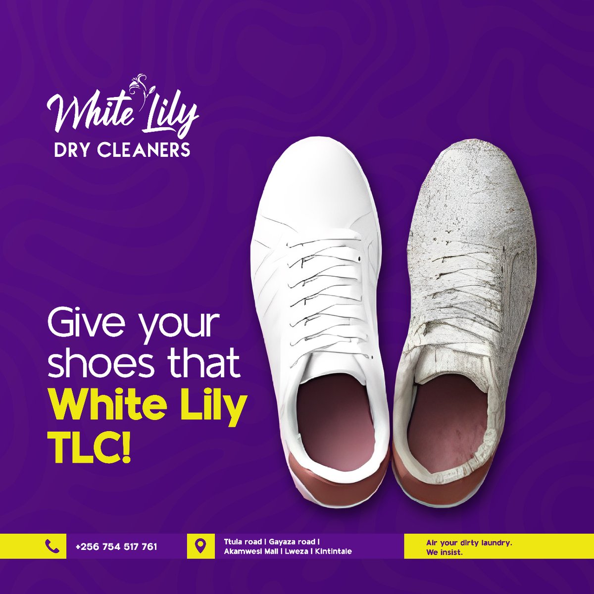 LilyCleaners's tweet photo. We transform grimy treads into sparkling steps, no matter the adventure. Book your shoe spa day today and strut with confidence!

📞Call us on +256 754 517 761 for pickup and delivery

#WhiteLilyDryCleaners #DryCleaners https://t.co/0WOfONYGcB
