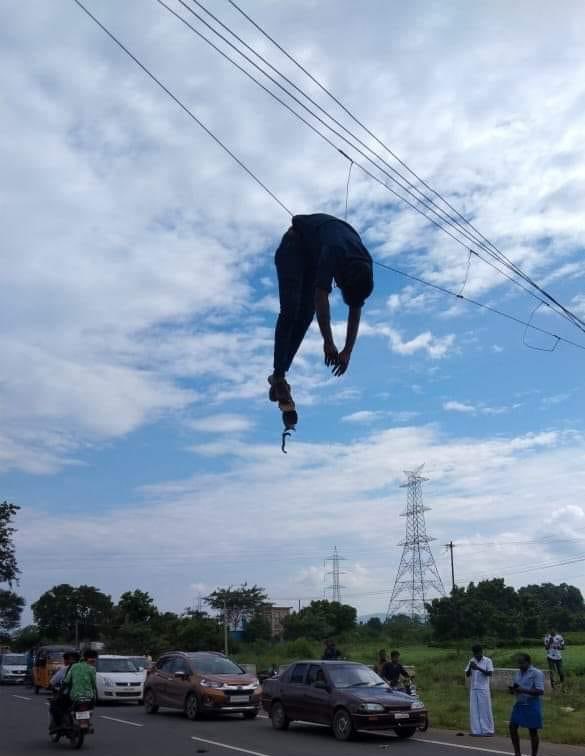 Dude decided to do ziplining live on air.