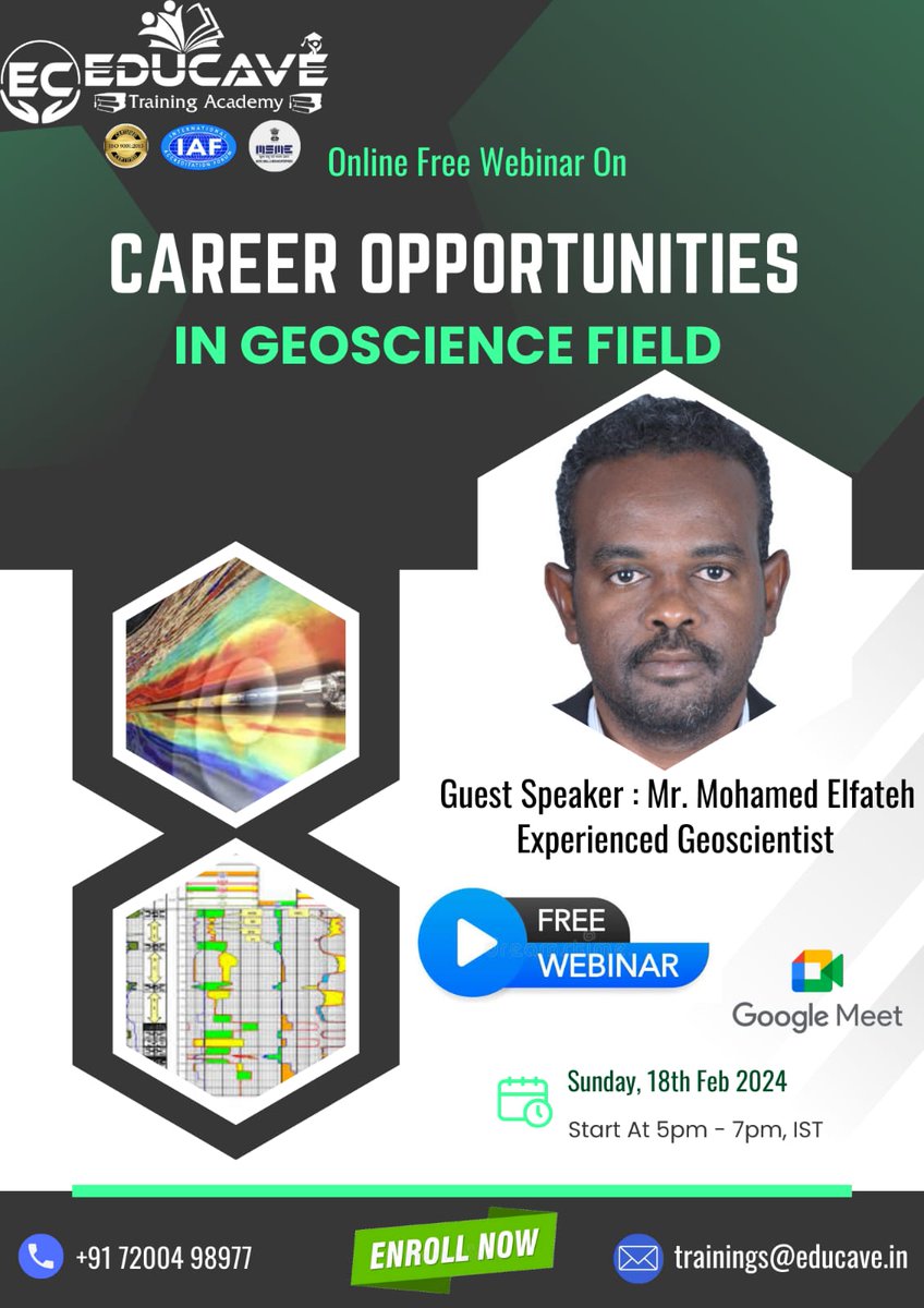 speametofficial's tweet photo. Attend the webinar on “Career Opportunities in the Field of Geoscience.”

Event details are as follows:

Date: 18th February 2024 (Sunday)

Time: 5 p.m. to 7 p.m.

Registration Link: https://t.co/zKjWRfPWcw

WhatsApp group link: https://t.co/vZNyi7rhDi https://t.co/xBS4YpK5wO