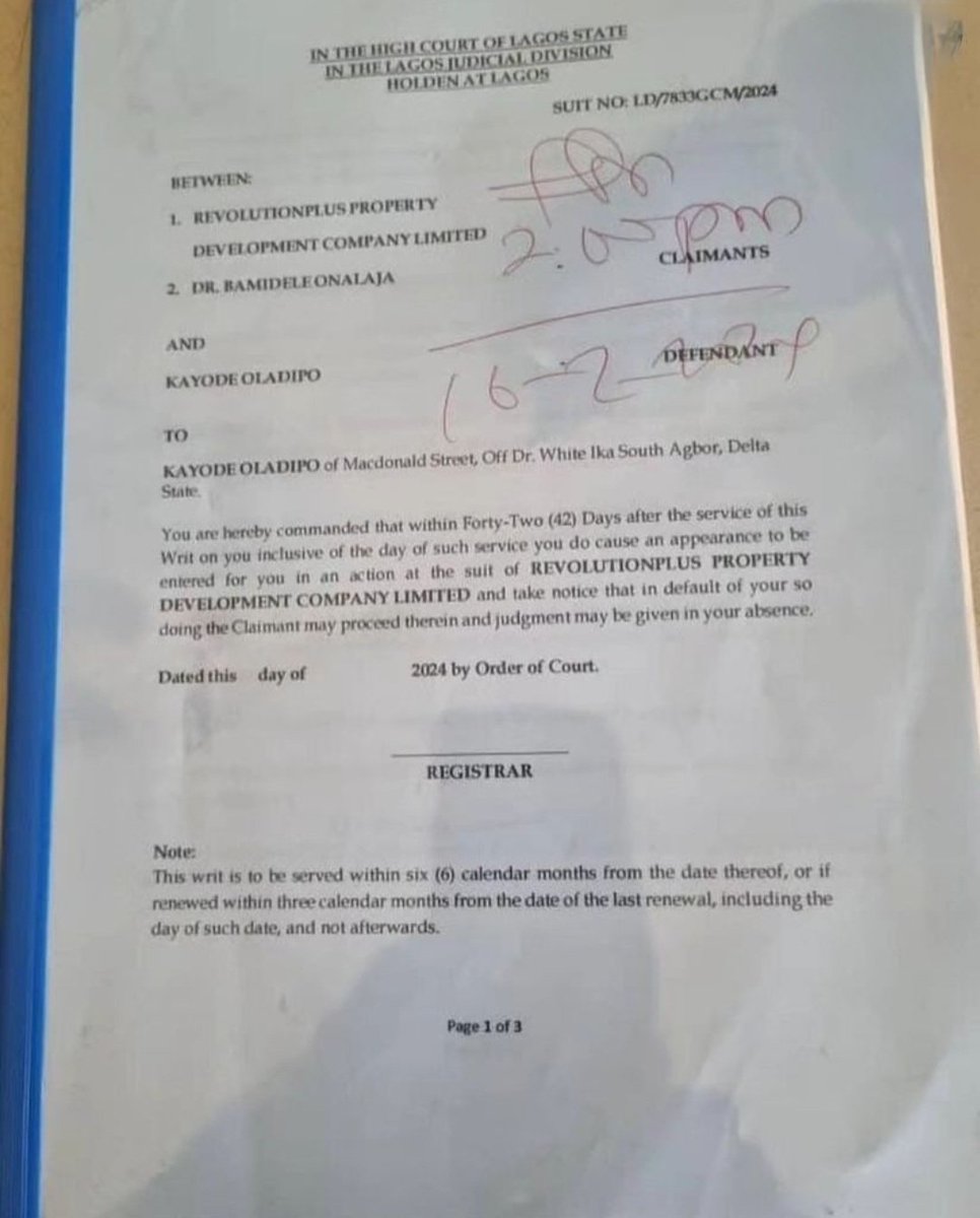 propertyfaqs's tweet image. RevolutionPlus Property Development Company obtains restraining order, files multibillion naira libel lawsuit against Kayode Oladipo the man in the viral video
#RevolutionPlus 
#kayodeoladipo