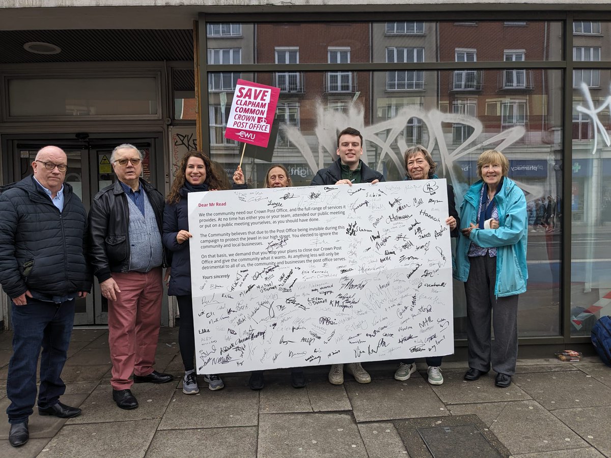 The Clapham Society (@claphamsociety) on Twitter photo At the Clapham High Street Post Office! Many Clapham residents signing a giant post card to go to Nick Read <a href="/PostOffice/">Post Office</a> CEO. Keep Clapham Crown Post Office open!!! At the Clapham High Street Post Office! Many Clapham residents signing a giant post card to go to Nick Read <a href="/PostOffice/">Post Office</a> CEO. Keep Clapham Crown Post Office open!!!