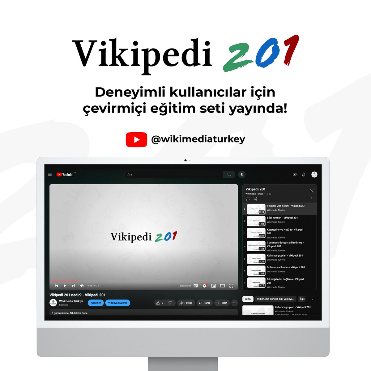 WikimediaTurkey's tweet photo. Üyemiz Kurmanbek'in (Caner) hazırladığı ve gönüllü WMTR üyelerinin de çekimlerine katıldığı Vikipedi 201 deneyimli kullanıcılar için çevrimiçi eğitim seti yayında.

https://t.co/ak8vScFz0B

#Wikipedia #Vikipedi #WMTR https://t.co/EAoYt77xMR