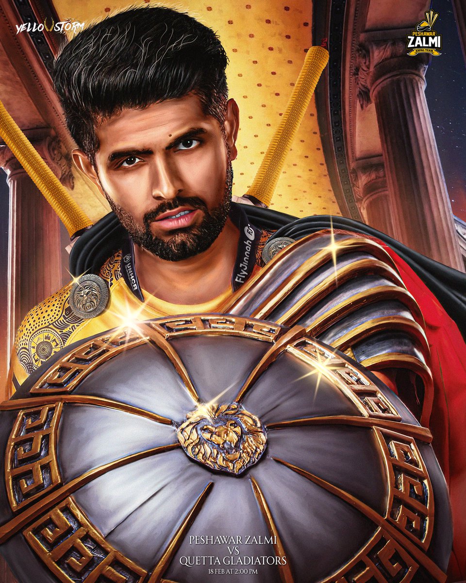 PeshawarZalmi's tweet photo. PZ 🆚 QG
#ZalmiYama Matchday Poster 

Lets kick off our #HBLPSL9 Campaign with a victory against the Gladiators ⚡

#Zalmi #YellowStorm #KhyberEdition #PZvsQG https://t.co/Mg2NU9Bv2Q