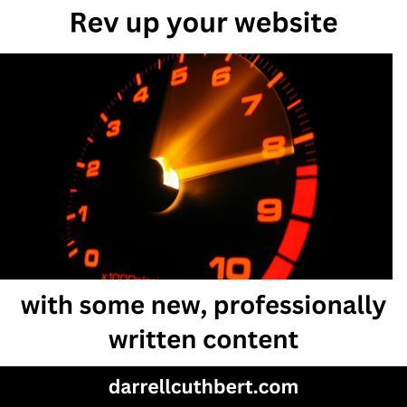 Rev up your website with some new, professionally written content.

darrellcuthbert.com

#websitecontent #websitecontentwriter #websitecopy #websitecopywriter