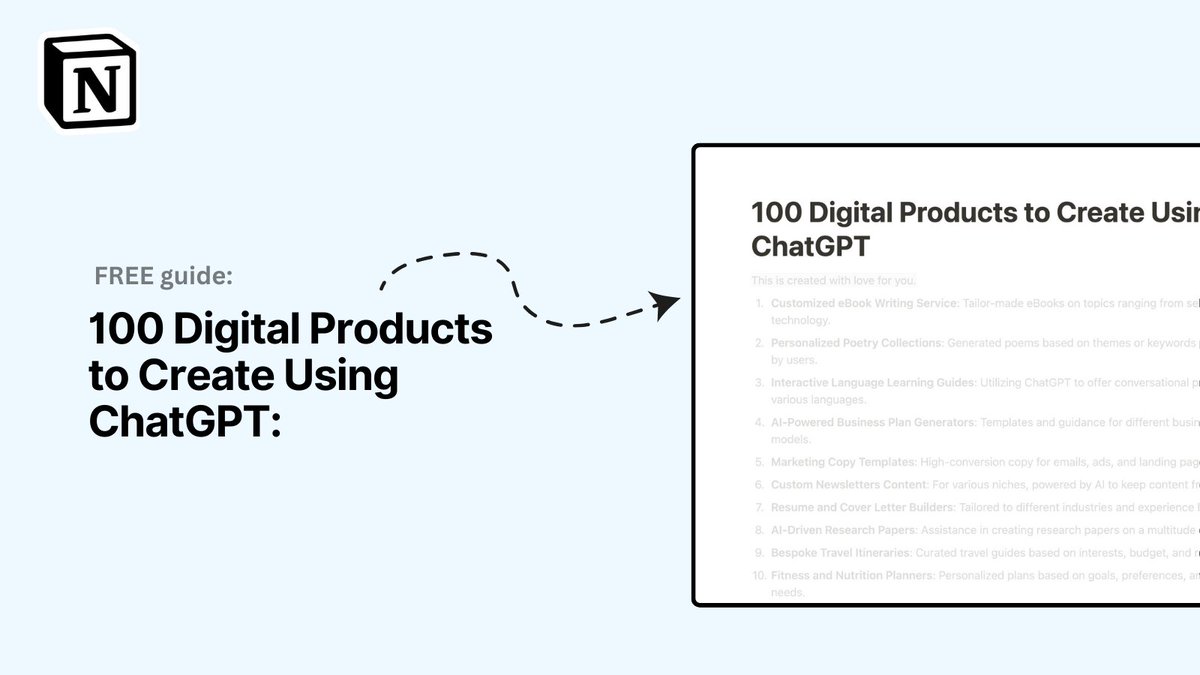 18-year-olds are making $12,000 a month with digital products using ChatGPT. I've created a guide '100 ChatGPT Digital Products' to help you make money. It's free for 24 hrs! To get 1. Like/RT 2. Reply 'Send' 3. Follow me (So I can DM you)