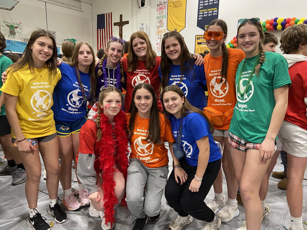 KathyCorpora's tweet photo. So proud of our Lady Crusaders who are participating in @ND_Crusaders Mini-THON and spending 24 hours on their feet to raise money #FTK affected by childhood cancer. https://t.co/OvA1x173Ko