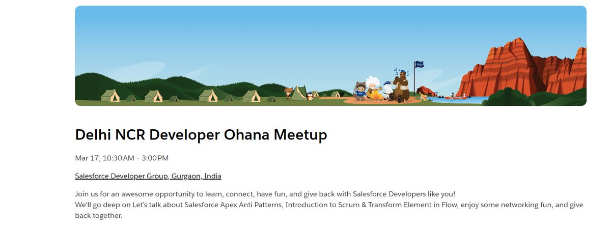 Join us on 17th Mar for an awesome opportunity to learn, connect and have fun @gurgaon_sfdc & @newdelhisfdcdug is coming up with an event on Delhi NCR Developer Ohana Meetup. Don't miss a chance to win lots of swags. Here is the joining link:- trailblazercommunitygroups.com/events/details…