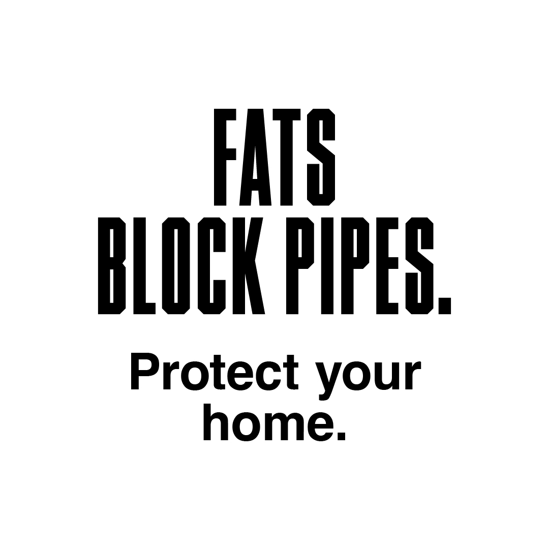 Prevent home blockages and flooding: Dispose of fats responsibly. Bin cooled leftovers, wipe pans, and use a sink strainer. #FatsBlockPipes