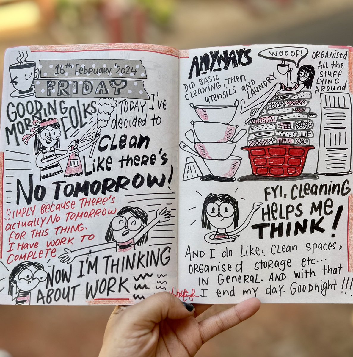 MamtaSinghArt's tweet image. 16th Feb | Tell me I am not the only one who treats cleaning as a therapy. Or am I ??

..

#doodlejournal #journaling #journalspread #dailyjournal