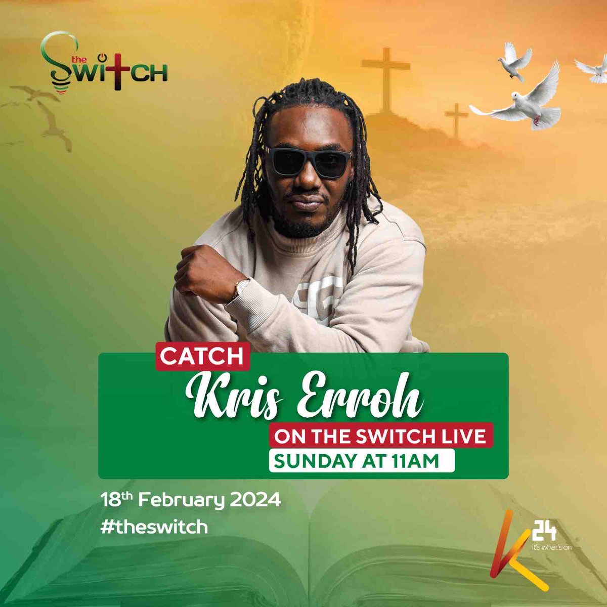 K24Tv's tweet photo. Join us at 11 am on #SwitchTV for an incredible show featuring today’s amazing guests: @Kriserroh, @GuardianAngelK, and @Djterots. It is a lineup you won’t want to miss!

@Djsoxxy @gertigee @muhohomacharia https://t.co/t0tWAFyS25