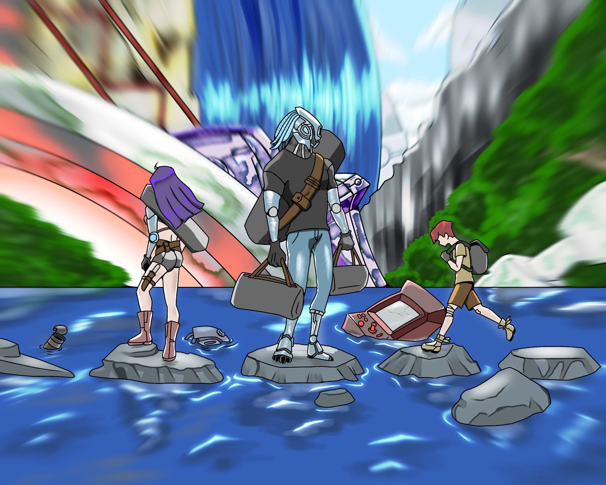 Gather your tribe on the water's edge, let the rocks be your stage for a moment of serenity and togetherness. 🌅 
my creation for the <a href="/Persona_Journey/">Persona</a> art contest
<a href="/SpikePersona/">Spike</a>
<a href="/HanaPersona_/">Hana</a>
hope you guys like it