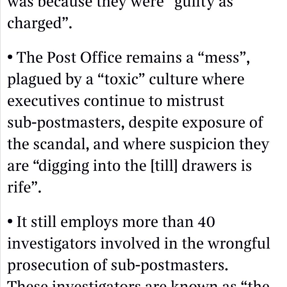 This in today's Sunday Times makes the Horizon scandal more explicable to me. The problem originates in the STORY their culture already told of the sub postmasters. The bugs were neither here nor there to them. The computer confirmed a story they already believed. It's not