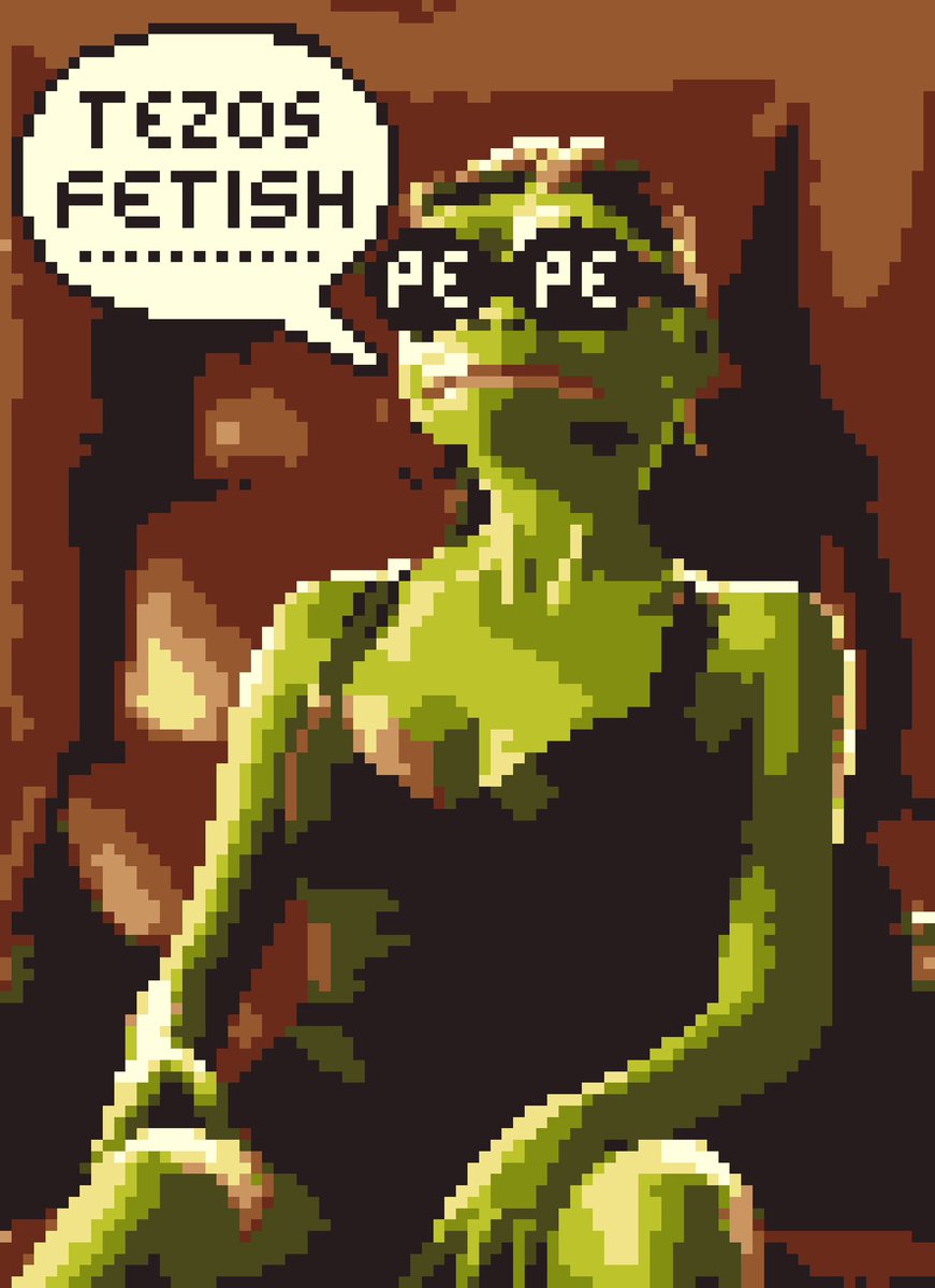 Dropping for <a href="/thepepeland/">Pepelandia</a> series !

"#14 PEPE THE COPS" 10/10 5 tez
objkt.com/tokens/KT1QNrh…

"Pepe Fetish" 10/10 5 tez
objkt.com/tokens/KT1Dm2T…

#pepe #TezosArts #TezosNFTs #pepelandia