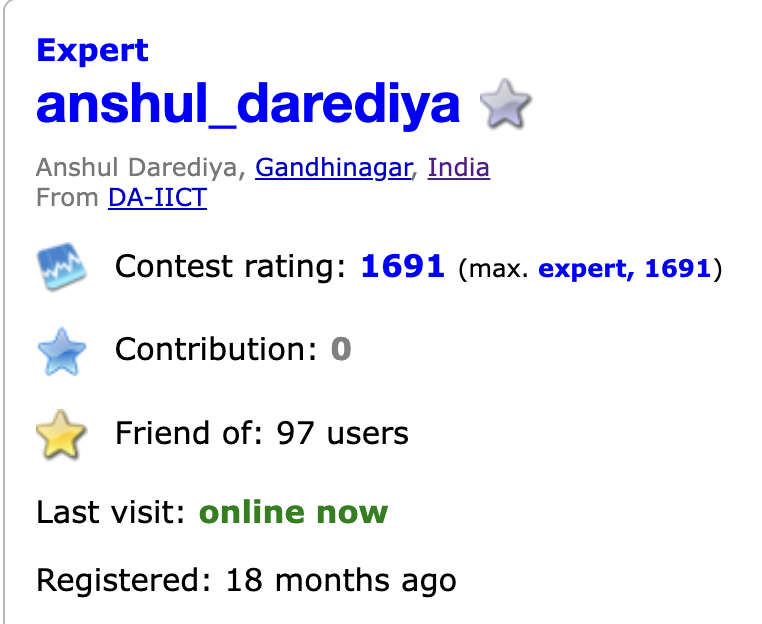 Priyansh_31Dec's tweet photo. A student from TLE Eliminators became an Expert on Codeforces 3 days ago and today he became a 5 star coder on Codechef. 

That's what happens in CP. You don't see any results for a long time but after a point all those big achievements start coming in. https://t.co/8l02m1zTUX