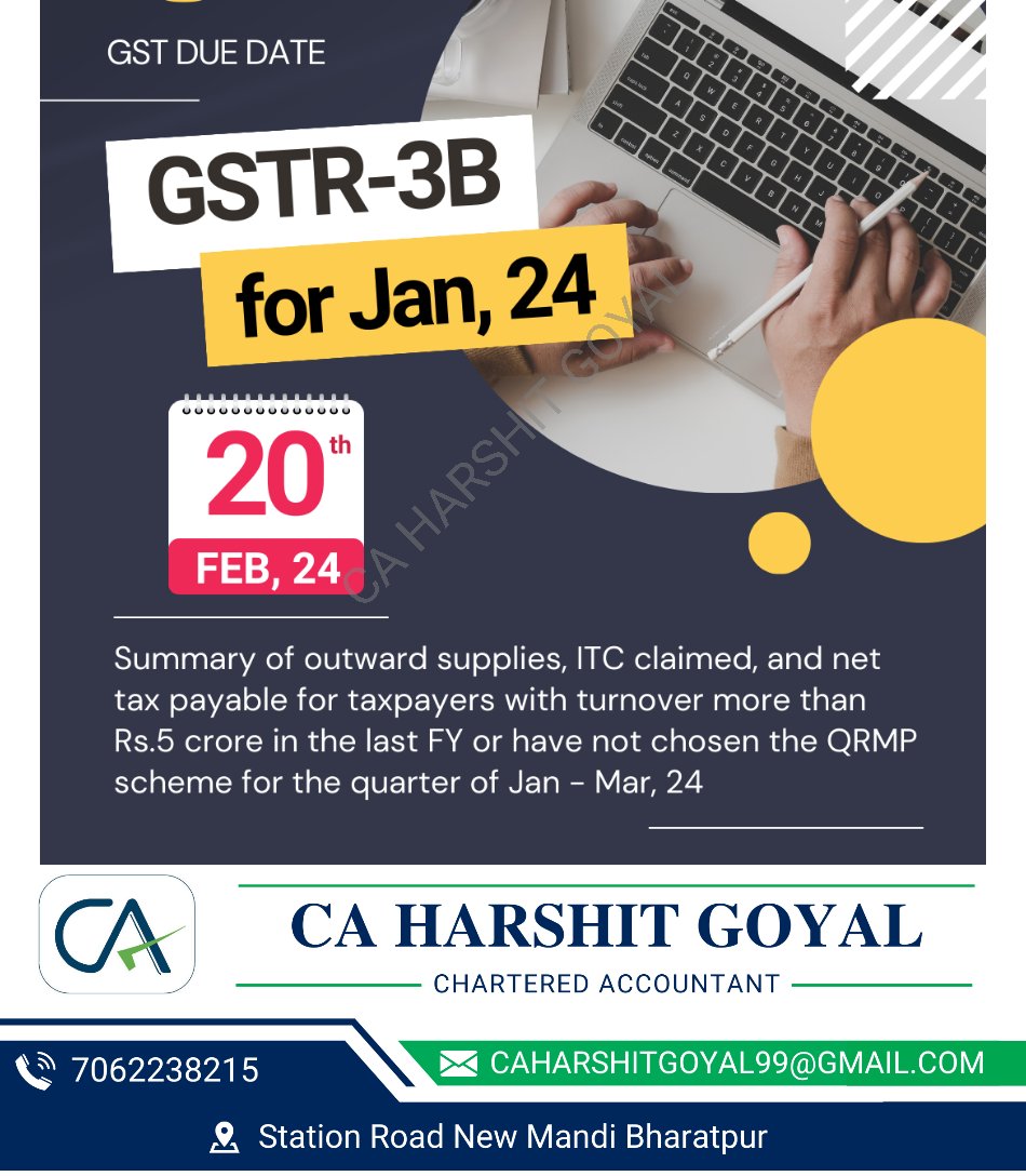 Don't  miss this due date
File your GSTR-3B now to avoid last moment  rush
#GSTR3B
#GSTFiling
#TaxCompliance
#BusinessTax
#GSTReturns
#GSTUpdate
#Taxation
#FinancialReporting
#BusinessFinance
#TaxMatters
