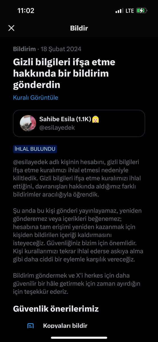 SGuvenlik35's tweet photo. Uyarı. @esilayedek https://t.co/Chs2wbOAIz