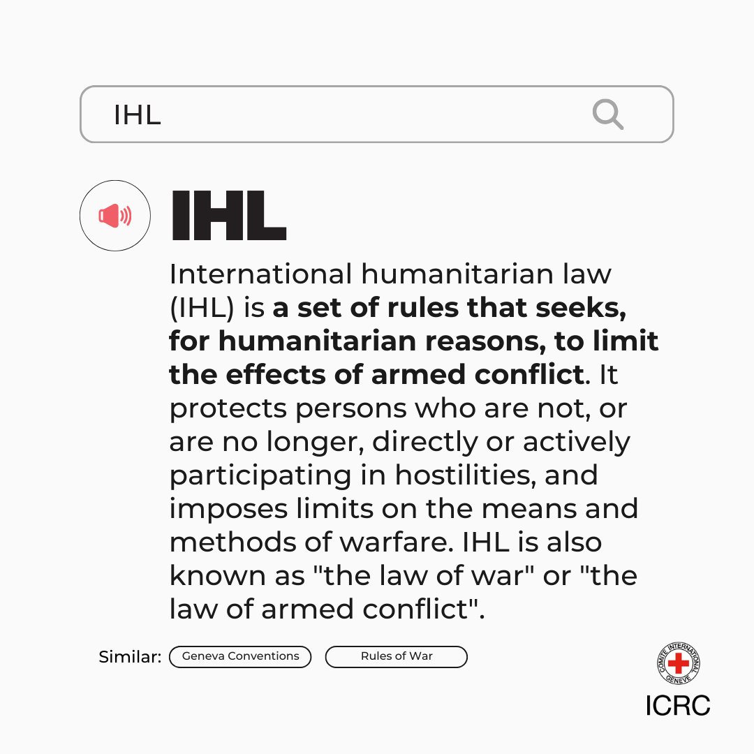 Looking to learn more about international humanitarian law? 📢Follow us on our YouTube channel 👉 📹 ms.spr.ly/6019cGIG5 #IHL #rulesofwar