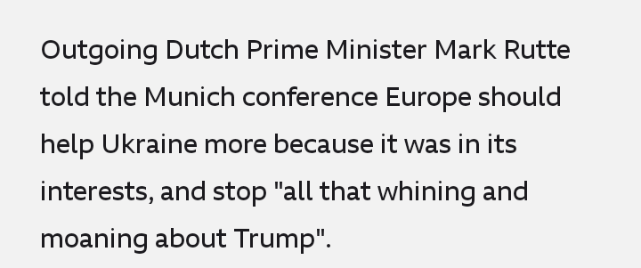 The most useful remark at the Munich Security conclave. Worth ten thousand appeals to the rules-based order. America might not be "all in" for Europe in future? Tough. Focus on what Europe can do.