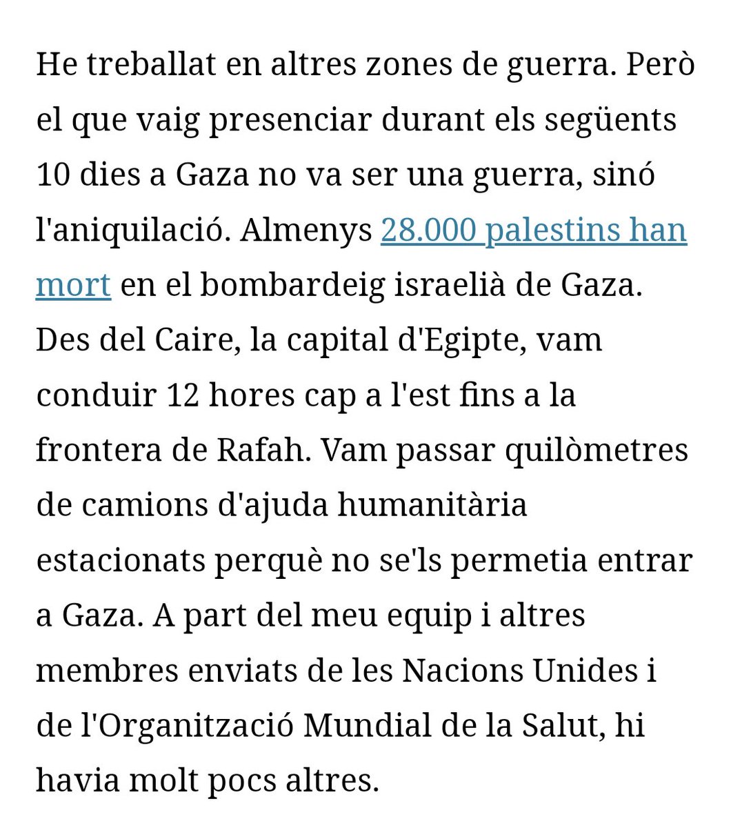 MaTeresaNaves's tweet photo. ✋No és una guerra. És un #extermini‼️Posem fi al #genocidi‼️
🗣️ Escoltem el cirujà nord-americà a @latimes, voluntari en conflictes bèl·lics, perquè parla de l'#aniquilació de la població civil a #Gaza 🇵🇸 i rebutja parlar de 'guerra'.
📰https://t.co/qsPDUzxaMZ https://t.co/ezWYOfKNe0