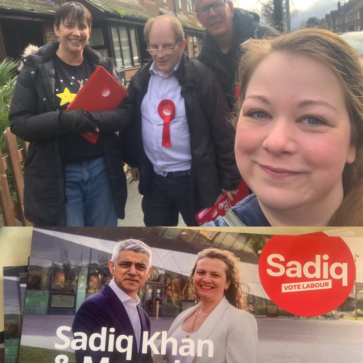 Strong response for <a href="/SadiqKhan/">Sadiq Khan</a> &amp; our SW London Candidate <a href="/MarcelaBenede10/">Marcela Benedetti</a>

Kingston voters value Labour's impact: 
✅Investment in community schemes.
✅Super Loop.
✅Free school meals.
✅Extra funds for social housing. 

Thanks to London Assembly Member @ellyannab for joining us!