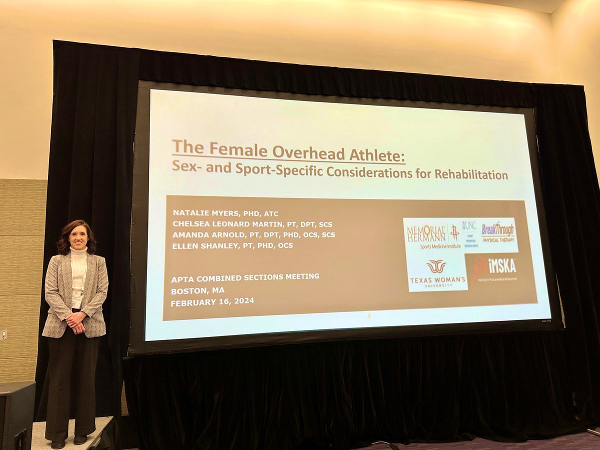 Grateful to have shared the stage with an amazing group of women who have taught me so much. Thanks to the clinicians who shared their stories, asked engaging questions and desire to contribute to female overhead athlete research. 🥎🏐🎾🏊‍♀️ #APTACSM2024