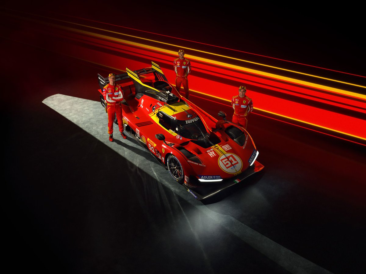 Ferrari presenta el 499P con el que defenderan la victoria en Le Mans e intentarán ganar el WEC 💥.

Miguel Molina, Antonio Fuoco y Nicklas Nielsen, pilotarán el coche #50 ⭐️.

Alessandro Pier Guidi, James Calado y Antonio Giovinazzi, lo harán en el #51 🔥.

#WEC #Ferrari