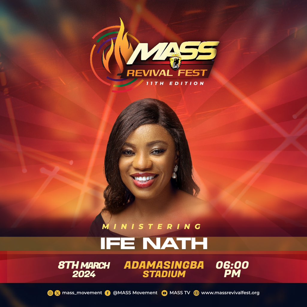 TOLUccI's tweet image. It’s time to:
Sing a New Song of revival
Shout a New Shout of Revival 
Jump a New Jump of Revival
Dance a New dance of Revival

You remember the fire opener of last edition?

#MASSREVIVALFEST 

🗓️ Friday, 8th March, 2024

🏟️ Adamasingba Stadium

🕰️ 6:00pm