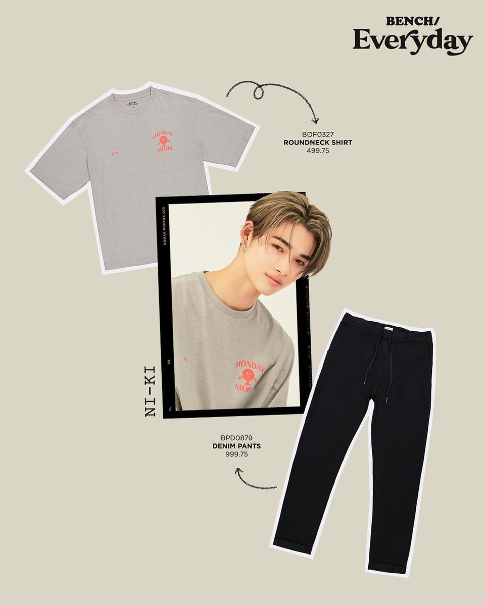 ni-ki for the #BENCHEveryday collection! 🩶

roundneck shirt: ₱499.75 ($8.93)
denim pants: ₱999.75 ($17.86) 

#NI_KI #니키 #ニキ