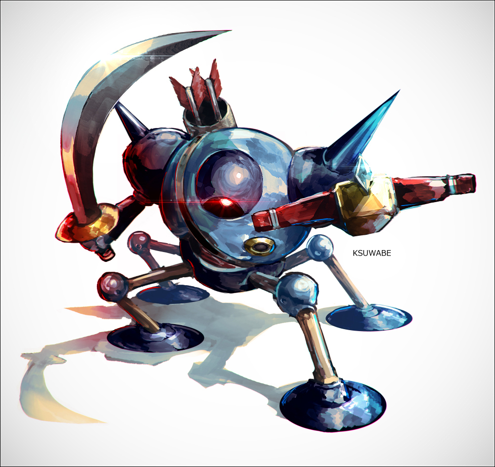 spikes no humans weapon solo robot holding mace  illustration images