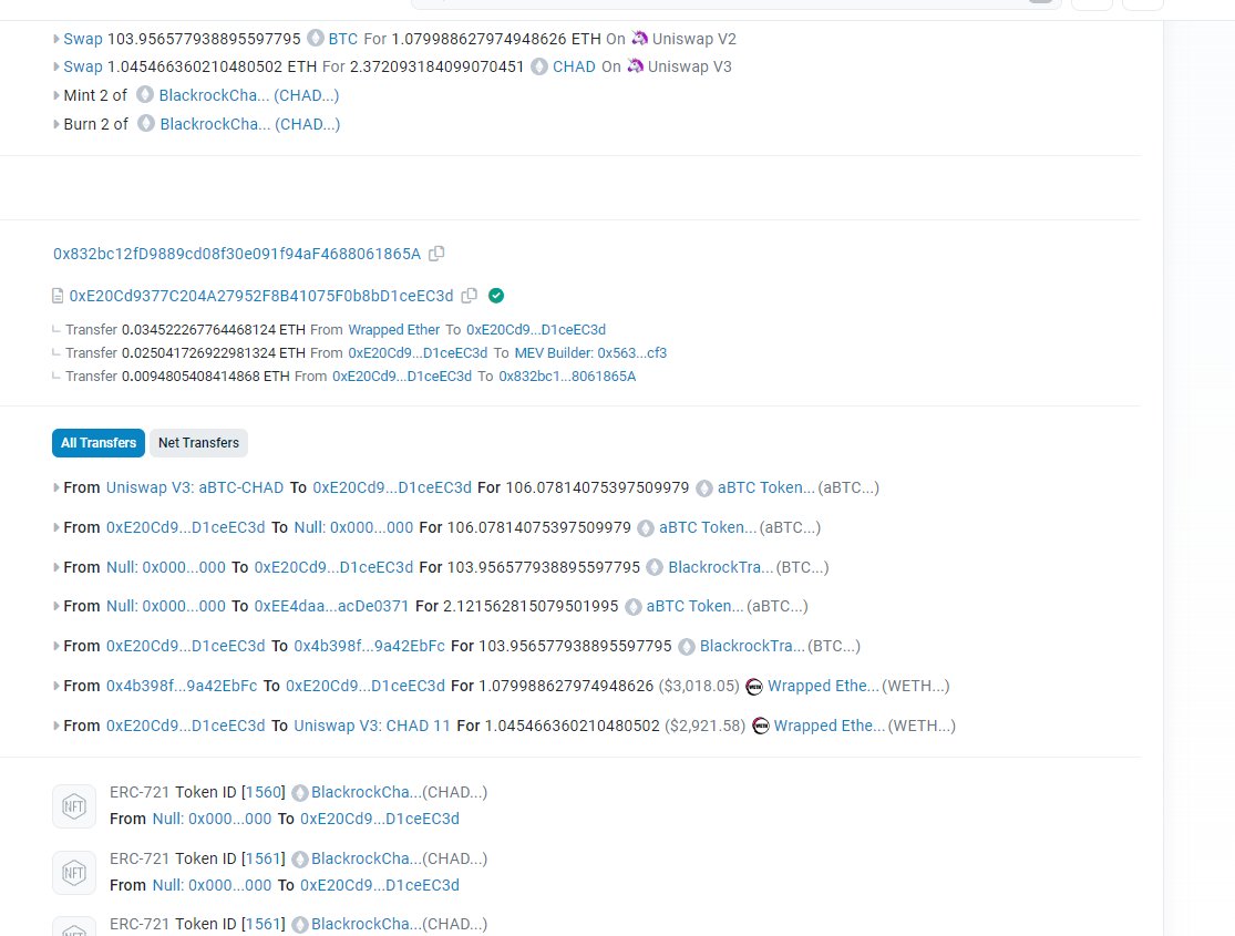 An arbitrage happened for $aBTC via $CHAD LP 

We earned 2.12 $aBTC (65$) from this 1 tx. This is arbitrage farming on steroid!