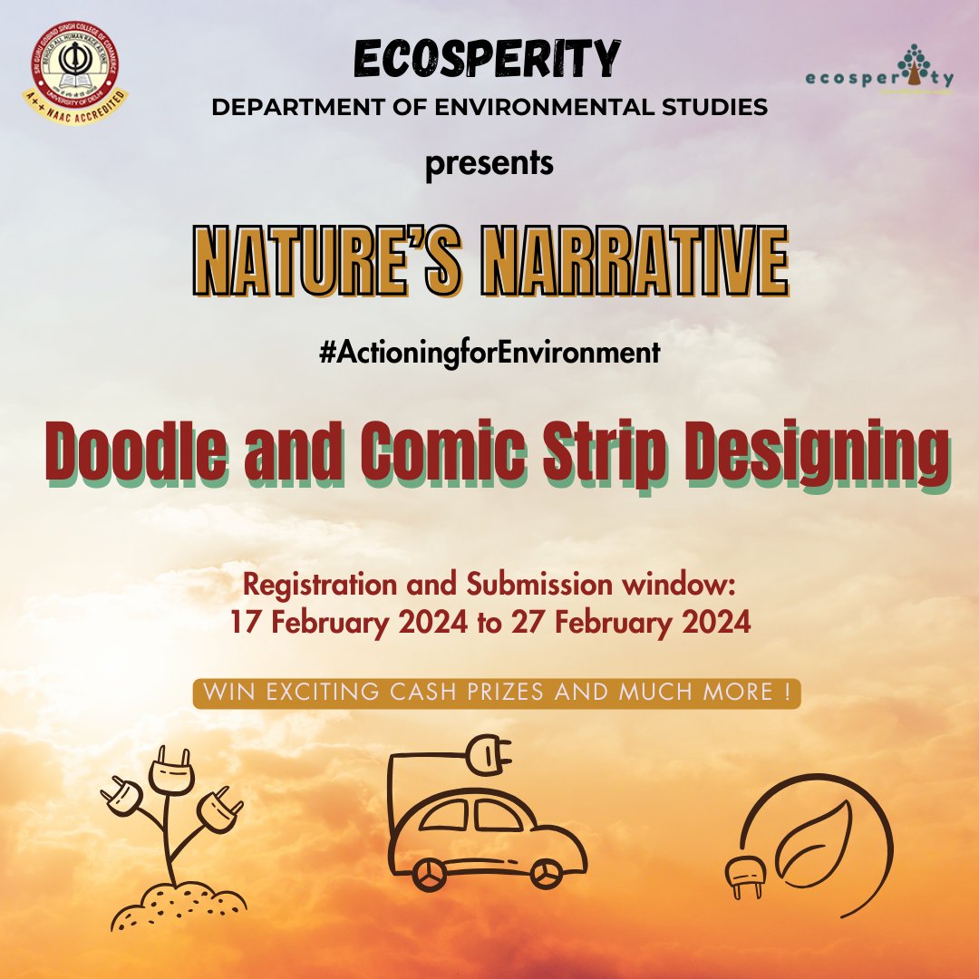 Ecosperity_'s tweet photo. Join Ecosperity for an exhilarating online event 'Nature's Narrative:Doodle and Comic Strip Designing'. Let your creativity run wild as we delve into the wonders of our planet. 🎨 Register now through the following link-
https://t.co/VYMBoTYI9A
#NatureNarrative#Ecosperity https://t.co/KILvrFiPZp