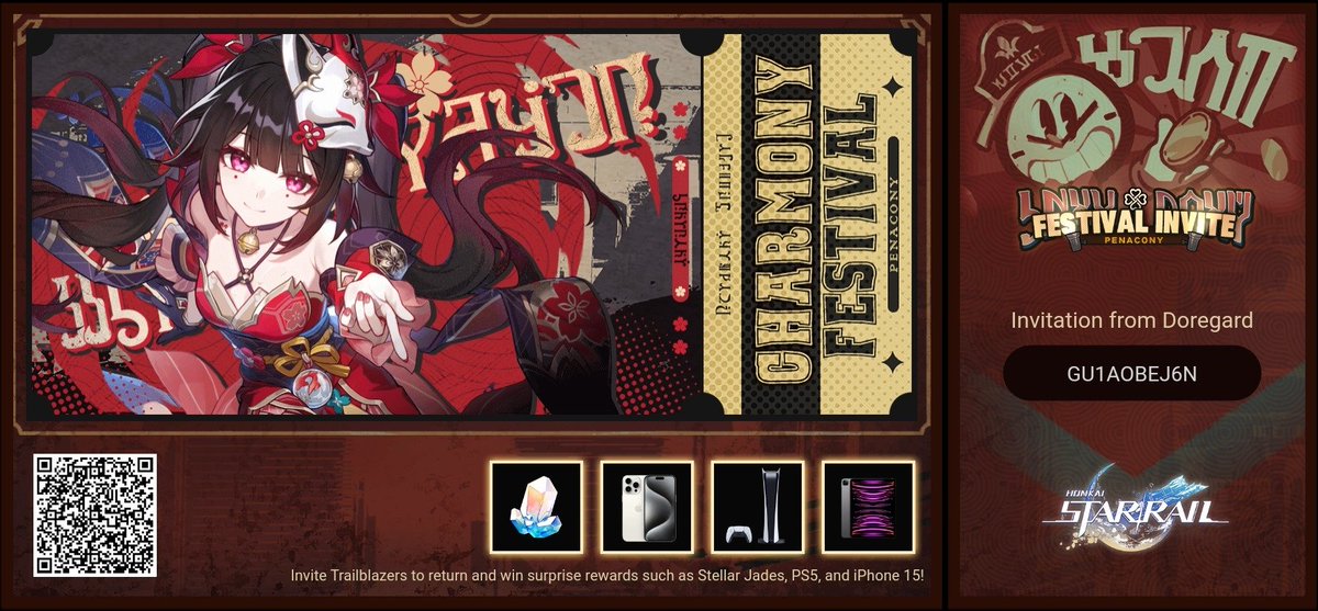 FoxNaruto's tweet photo. Invite Trailblazers to return and win surprise rewards such as Stellar Jades, PS5, and iPhone 15! https://t.co/sXg867wzMf