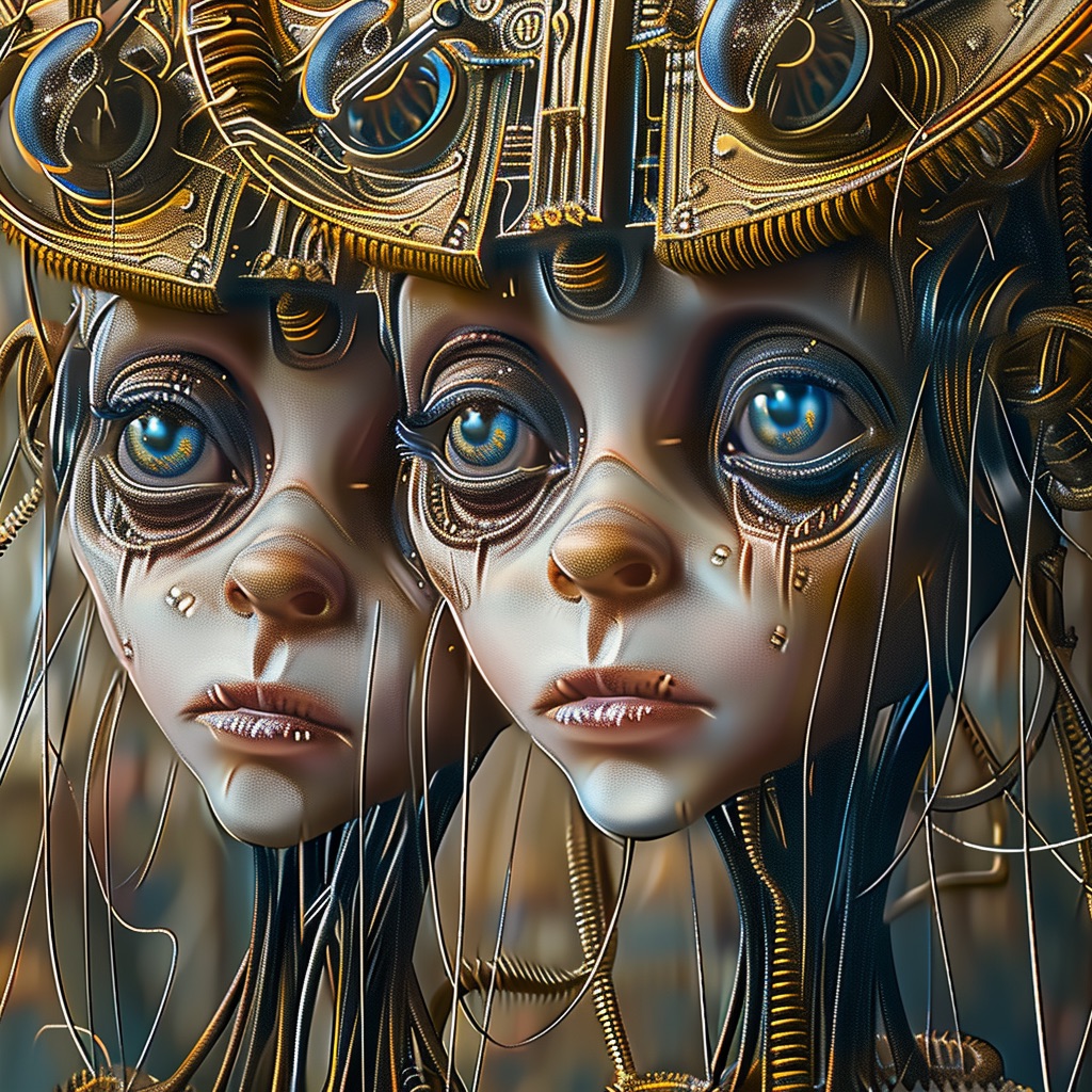 goodeyedeers's tweet photo. In the clockmaker's shop, two automatons say motionless on a shelf. At midnight, they'd stir, their eyes weeping oil as they searched for their maker’s soul, trapped in their gears, forever attempting to rewind the time of a world moving on without them. https://t.co/xPVojqUPTf
