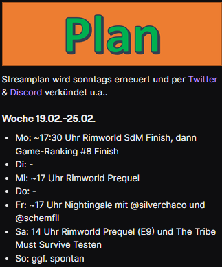 Rimworld SdM-Finish, Game-Ranking Finish, Rimworld Prequel weiterspielen, Nightingale anschauen mit <a href="/xSilverchaco/">Silverchaco</a>  und <a href="/schemfil/">Schemfil</a> und mehr.. und das alles in einer Woche 😍