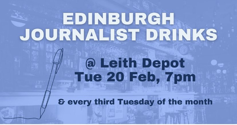 We’re having our monthly Edinburgh journalism drinks this coming Tuesday - come and join us! #Edinburgh