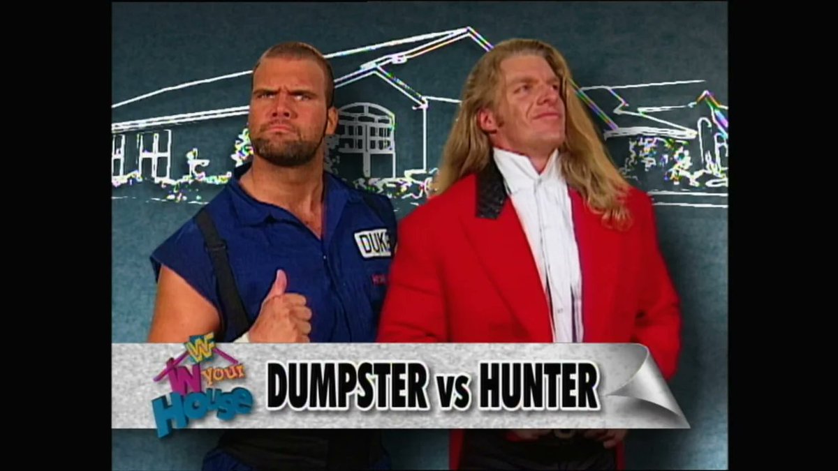 2/18/1996

Hunter Hearst Helmsley defeated Duke 'The Dumpster' Droese at In Your House 6 from the Louisville Gardens in Louisville, Kentucky.

#WWF #WWE #InYourHouse6 #HunterHearstHelmsley #Triple #DukeDroese #TheDumpster