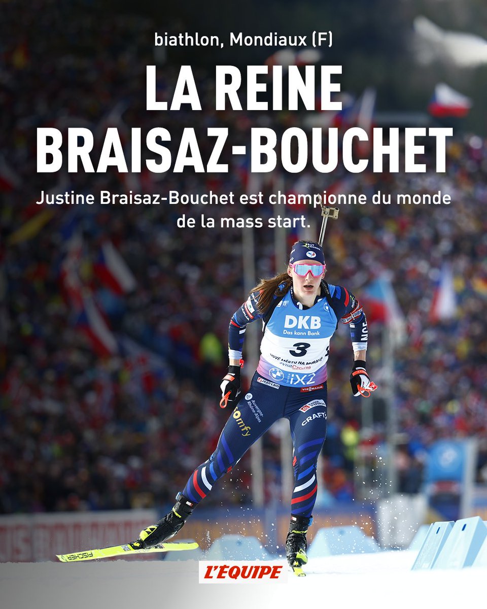 Justine Braisaz-Bouchet remporte la mass start des Championnats du monde devant Lisa Vittozzi et Lou Jeanmonnot !

#lequipeBIATHLON