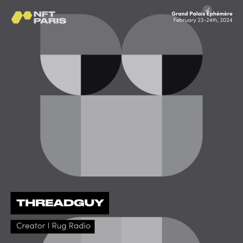 nft_paris's tweet photo. Speaker Announcement

@notthreadguy and @mikadontlouz, Creators at @RugRadio / @decryptmedia, will be speaking at NFT Paris 2024.