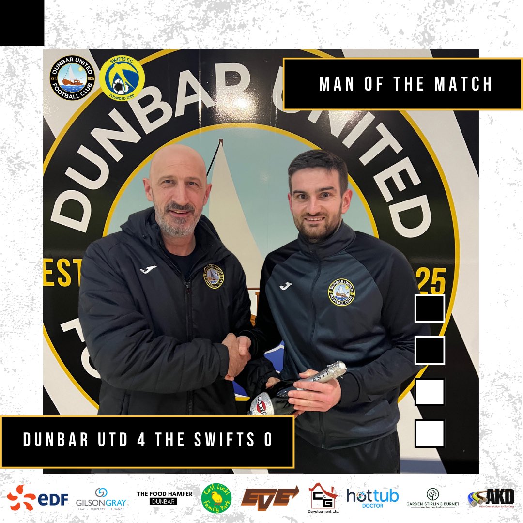 🍾 | YESTERDAY’S MAN OF THE MATCH VS THE SWIFTS FC

Yesterday’s man of the match award was presented by our Kit-man Allan to defender <a href="/GordonHarris91/">Gordon Harris</a> ⬇️🖤🤍
