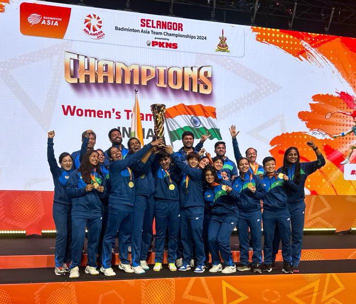 #NariShakti leading the way in the #AmritKaal as they come up with another historic victory, making it a Super Sunday! Many congratulations to the 🇮🇳ian Women's Badminton team for clinching the FIRST-EVER medal at the #BadmintonAsiaTeamChampionship, emerging as Champions and