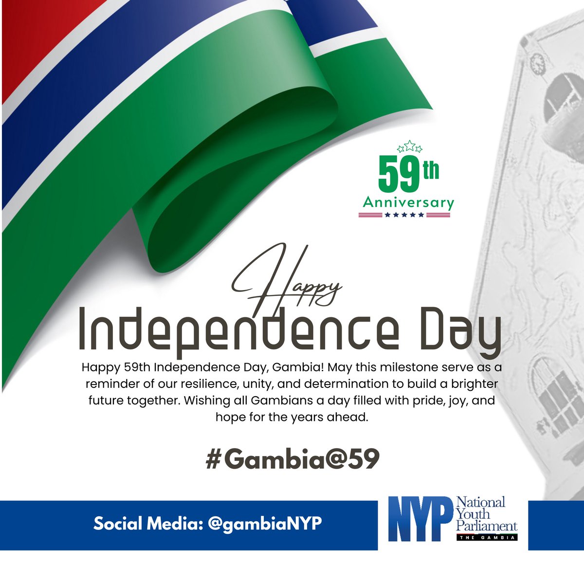Happy Independence Day 🇬🇲 Celebrating 59 years of freedom, unity, and prosperity. As we commemorate this day, let's embrace unity, progress, and inclusivity on our journey towards a brighter future!