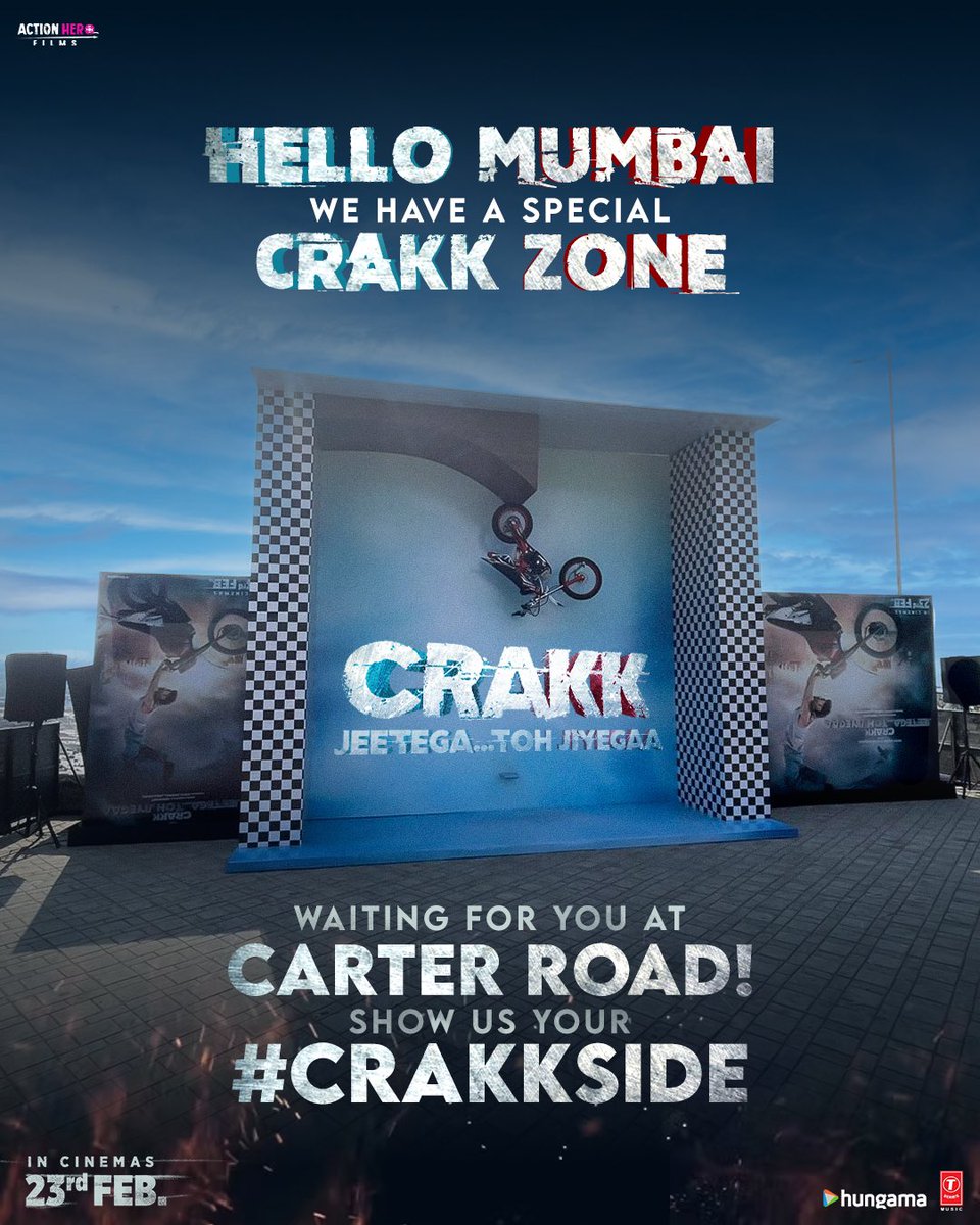 VidyutJammwal's tweet photo. Crakks what are your plans for the day? 

Meet me today at 6PM on Carter Road, Bandra and show me your Crakk side! 💥👊🏻  

Watch #CRAKK - Jeetegaa Toh Jiyegaa in theaters on 23rd February!   

@ActionHeroFilm1 
#CrakkOn23rdFeb #JeetegaaTohJiyegaa https://t.co/tEkPV7wHTt
