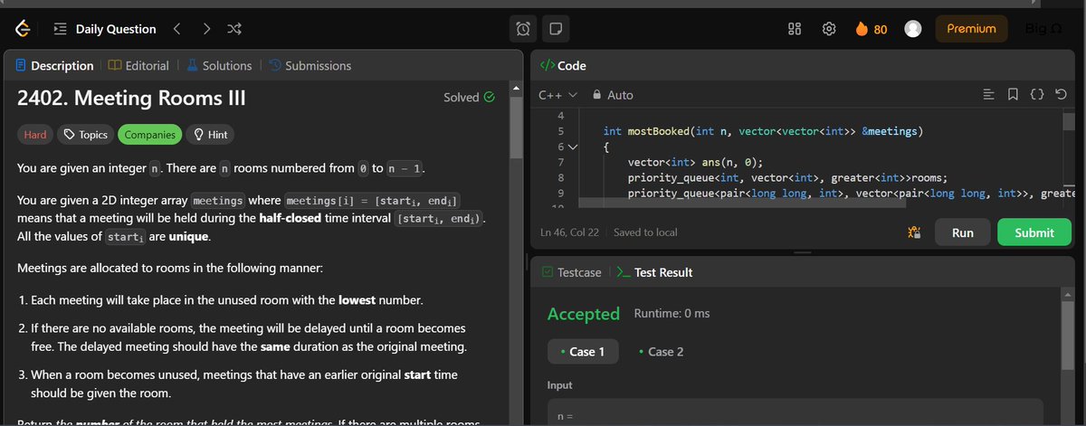 🚀 Excited to tackle today's coding challenges on #LeetCode and #GeeksforGeeks! 🧠💻
'Sum of all leaf nodes in BST' & 'Meeting Rooms -III'
 this #CodingJourney as we sharpen our #DSA skills and embrace the #codinglife! 💪👩‍💻👨‍💻

#programming #algorithm #codingproblems #tech