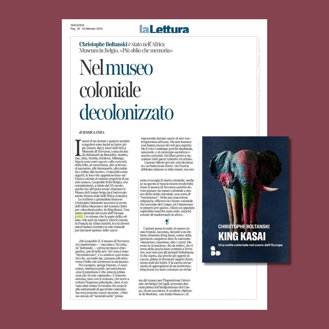 Oggi su @La_Lettura @Corriere l'intervista a @cboltanski, autore di 'King Kasai', a cura di Jessica Chia. Il libro esce il 23 febbraio! Scoprilo qui: addeditore.it/catalogo/chris…