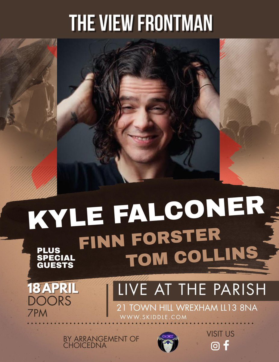 📣WREXHAM 📣 I’m buzzing to be back for a solo acoustic show Thursday 18th April at The Parish supporting the one and only @KyleFrancisFalc alongside @tlcollinsmusic 🎶 Cannot wait for this. What a night we’ve got lined up. Tickets 👇✨🎫 skiddle.com/e/38051144