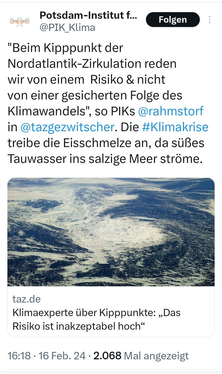 _HartmutS's tweet image. Weil Bauern Pragmatiker sind und sich nicht von einem
AMOC Kipppunkt, der nur ein  &quot;Risiko &amp;amp; nicht (von) eine(r) gesicherten Folge des Klimawandels&quot; darstellt und vielleicht mal in 1700 Jahren eintrifft (Zitat PIK, #Rahmstorf)