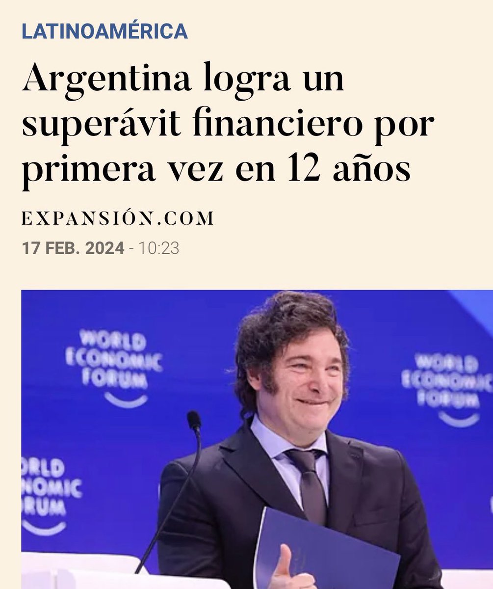 JavierSanz's tweet photo. No veréis a Yolanda Díaz, Echenique y demás comunistas decir nada sobre esta gran noticia en Argentina 🇦🇷. Poco a poco https://t.co/o0ZK634XoG