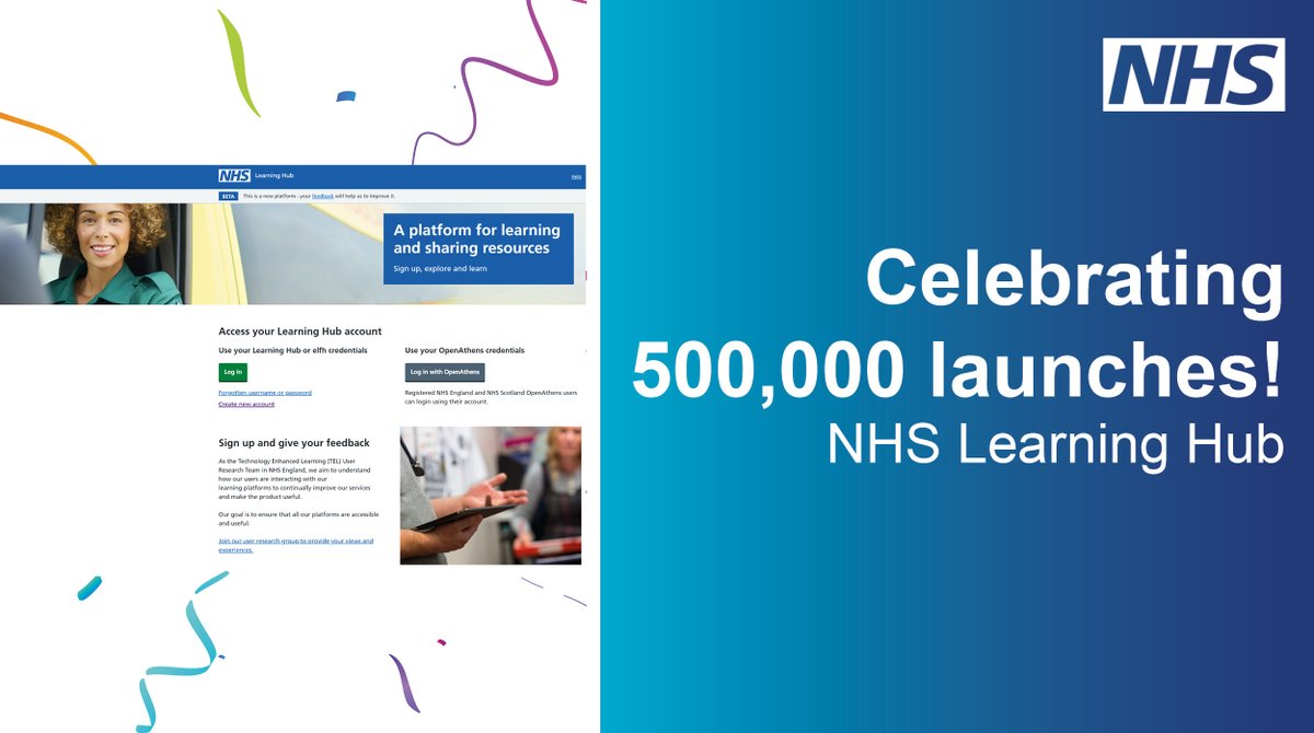 NHSE_TEL's tweet image. 500,000 launches of content on the NHS Learning Hub is a key milestone as we move towards the platform becoming a single point of access for all online training for healthcare colleagues - a key objective outlined in the #NHS #LongTermWorkforcePlan.
➡️See: orlo.uk/P4EDB